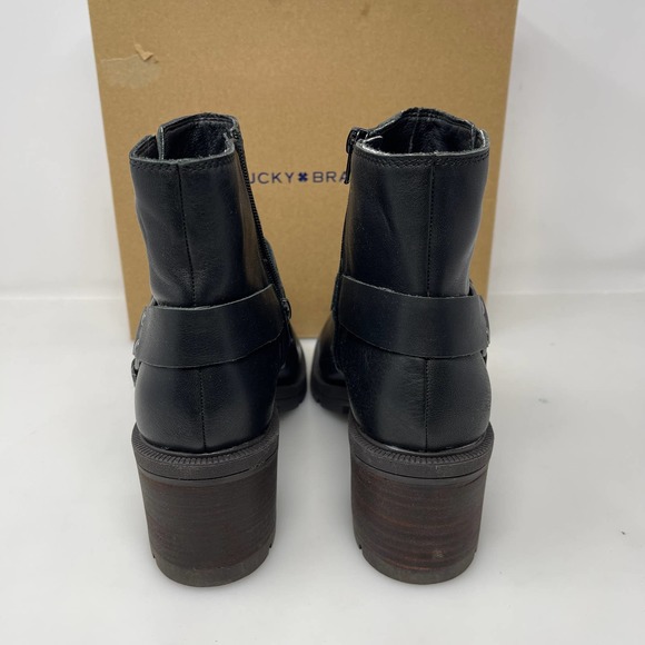 Lucky Brand Soxton Lug Sole Peace Sign Buckle Engineer Booties in Black‎ Size 10 - Picture 5 of 7